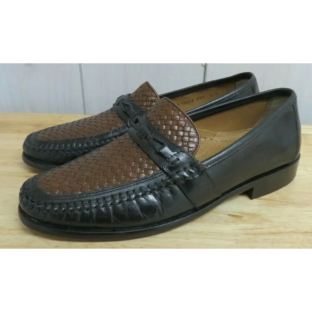 Mens Florsheim 12073 Woven Leather Dress Shoes Loafers Slip On Size‎ 9 D